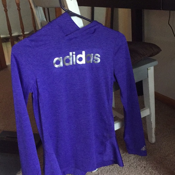 girls adidas purple long sleeve with hood - Picture 3 of 5
